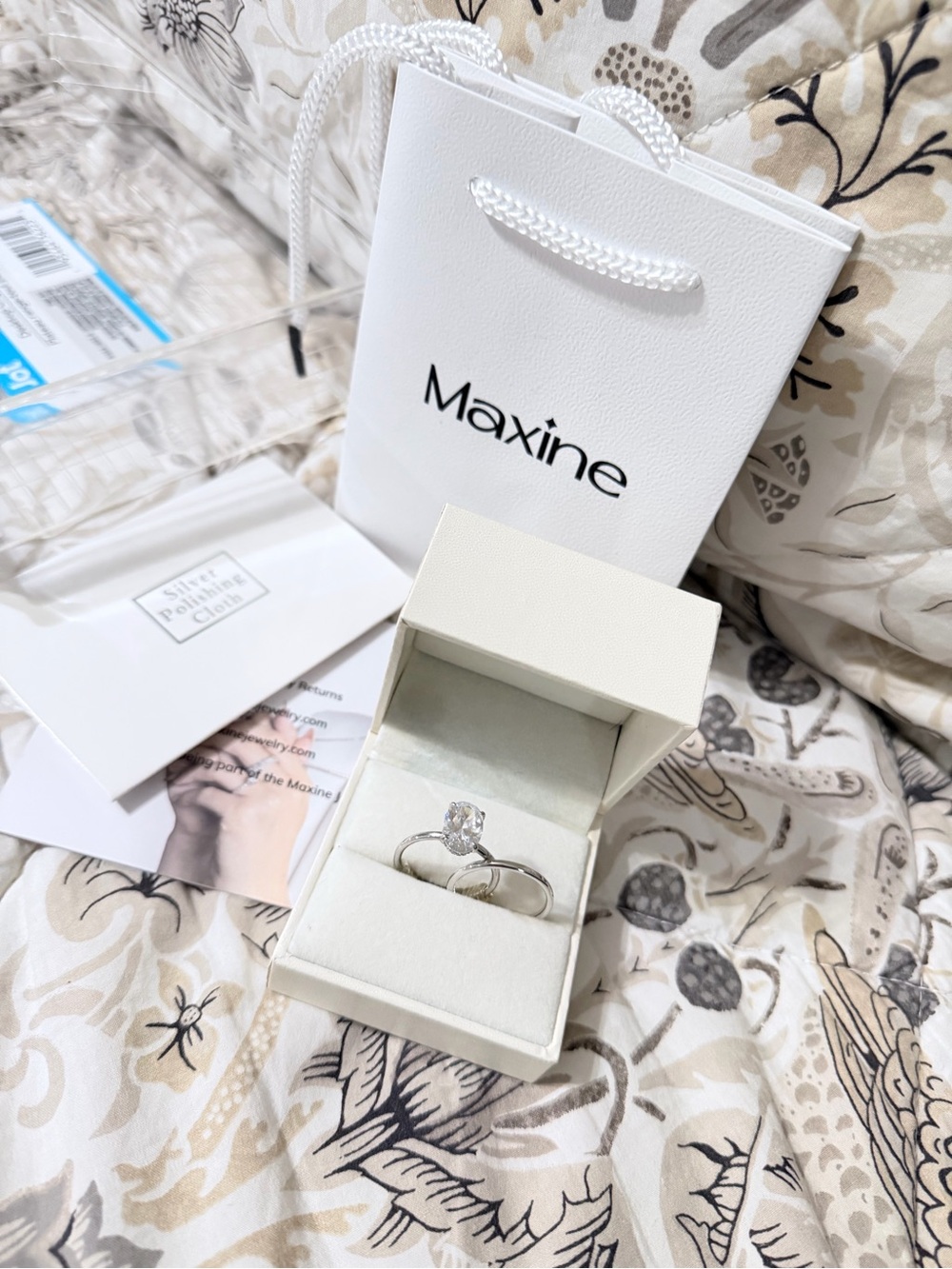 Maxine Silver Engagement Ring Set in White